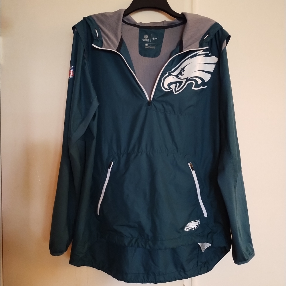 Nike NFL On Field Apparel Philly Eagles Men's Vented Pull-Over 1/4 Zip Jacket L